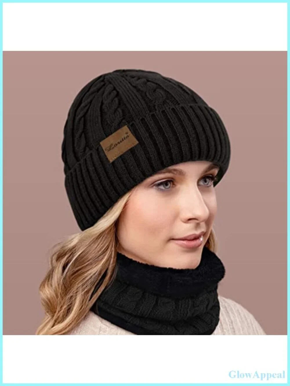 Women's Winter Hat Scarf Gloves Set Fleece Lined Touch Screen Beanie